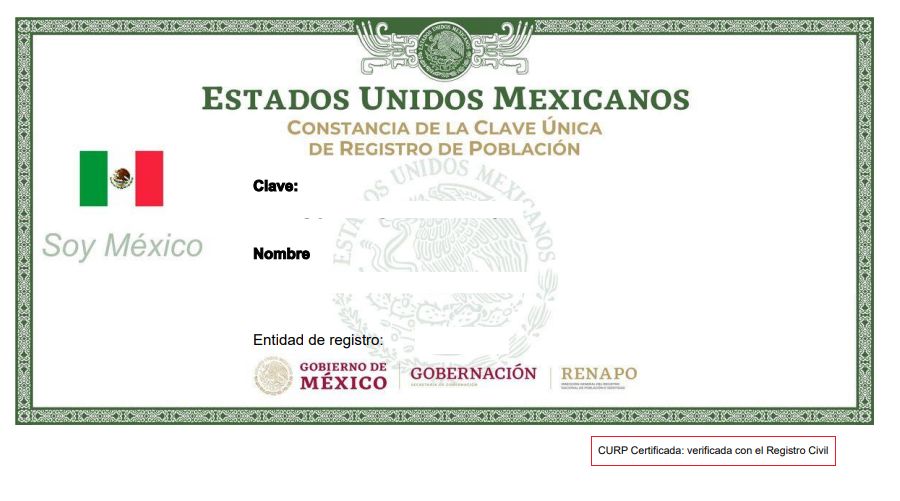 CURP Certificada