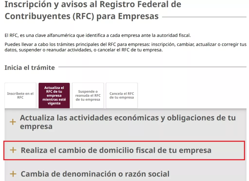 domicilio fiscal SAT