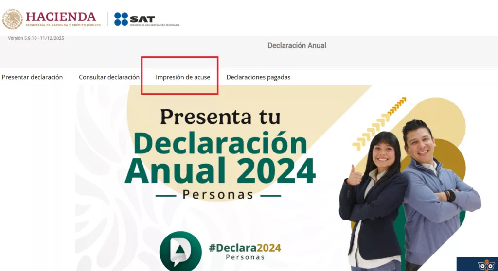 Acuses de recibo de la declaración