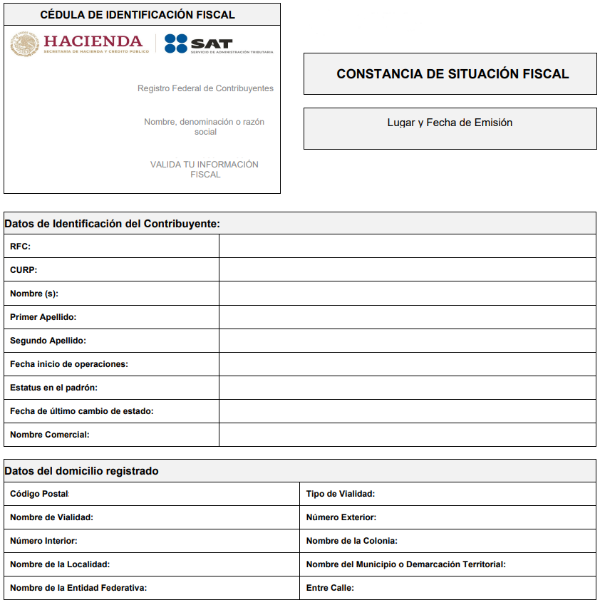 ejemplo Constancia de Situación Fiscal