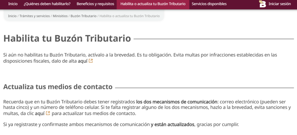 habilitar buzón tributario SAT