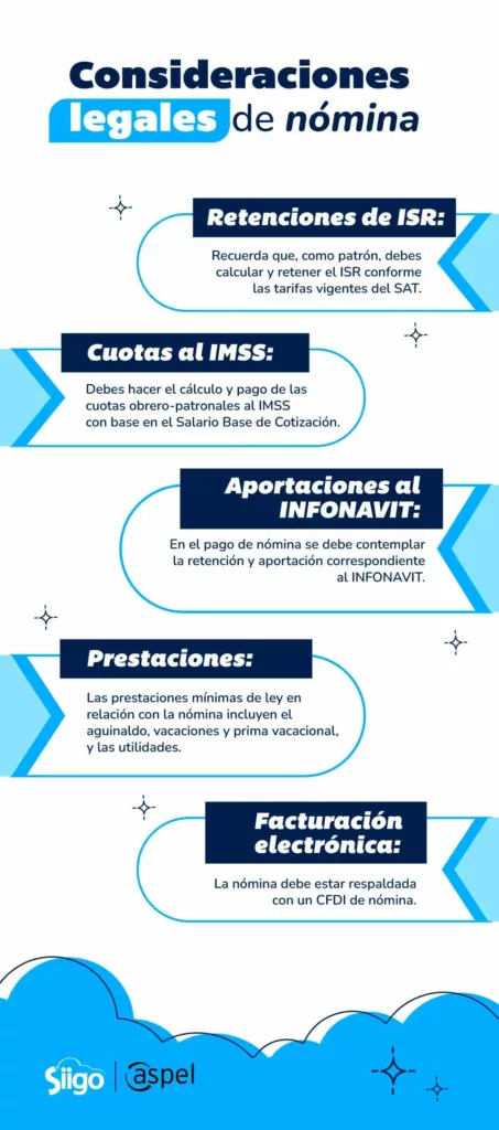 consideraciones legales de la nómina