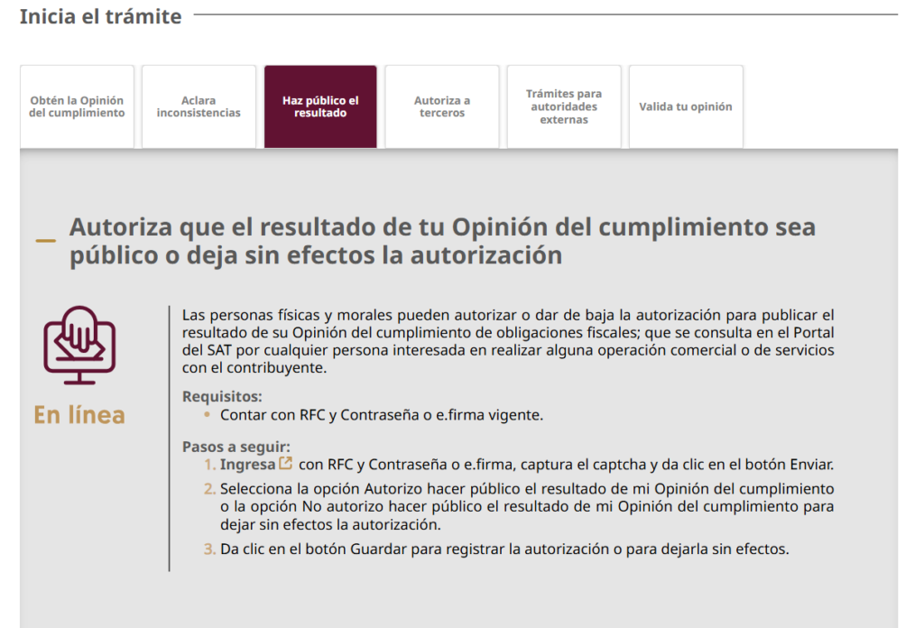 opinión de cumplimiento pública