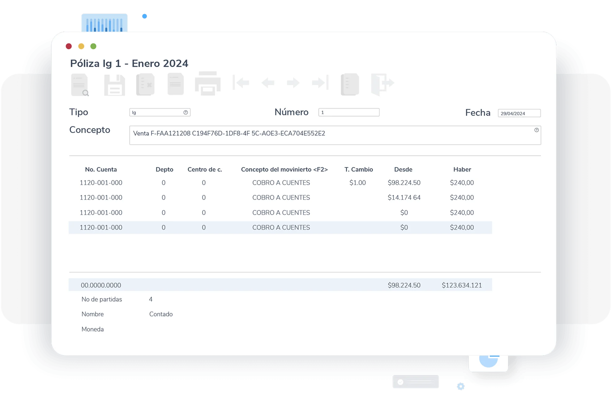Funcionalidades del software de contabilidad aspel COI - Generación de póliza dinámica por producto o servicio