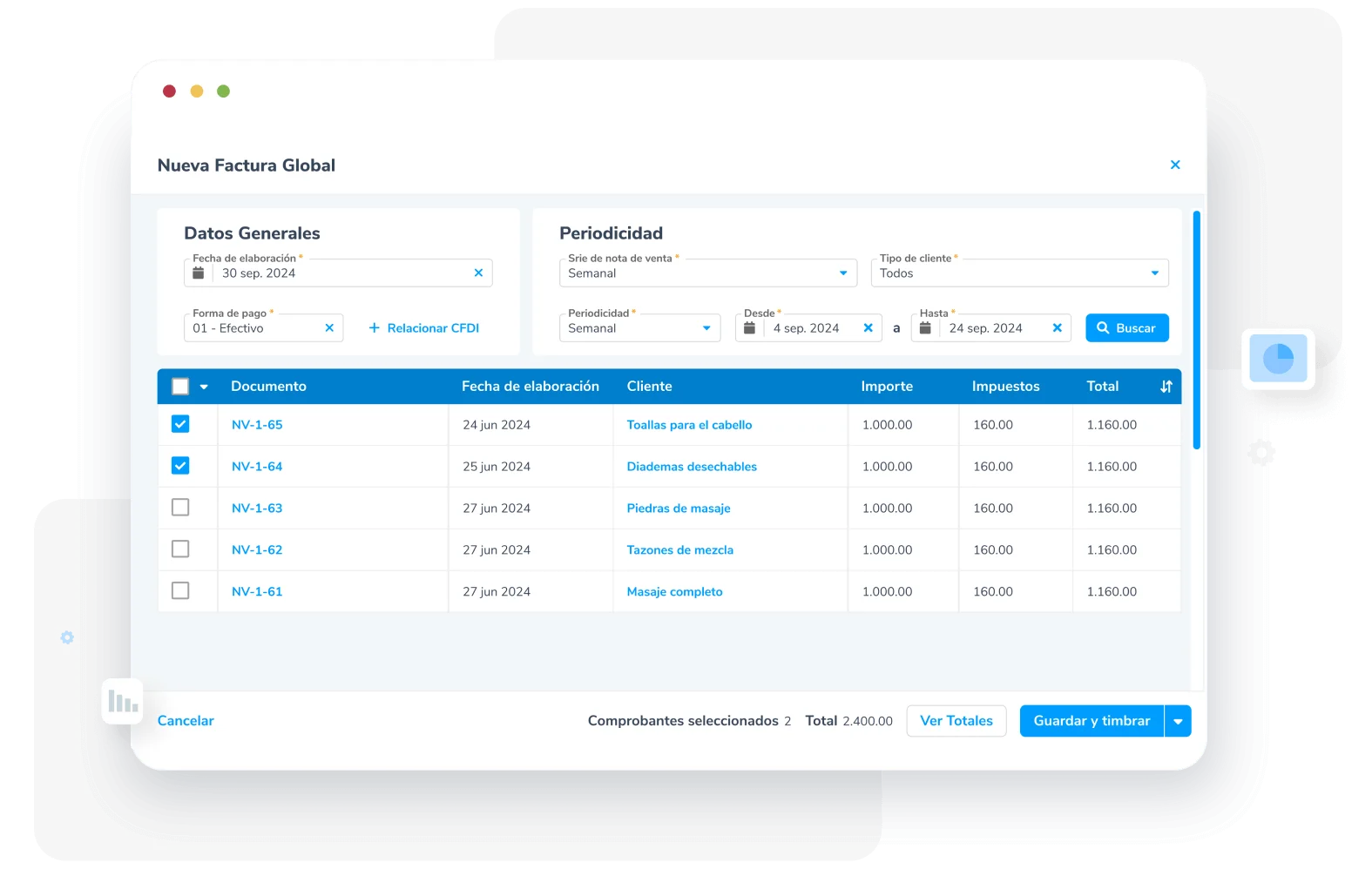Funciones sistema nube facturación cfdi en línea - Agiliza el registro de tus facturas globales