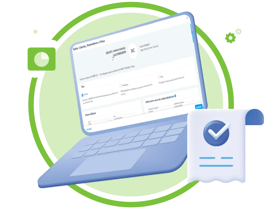 Icono de computadora con portal siigo aspel en pantalla